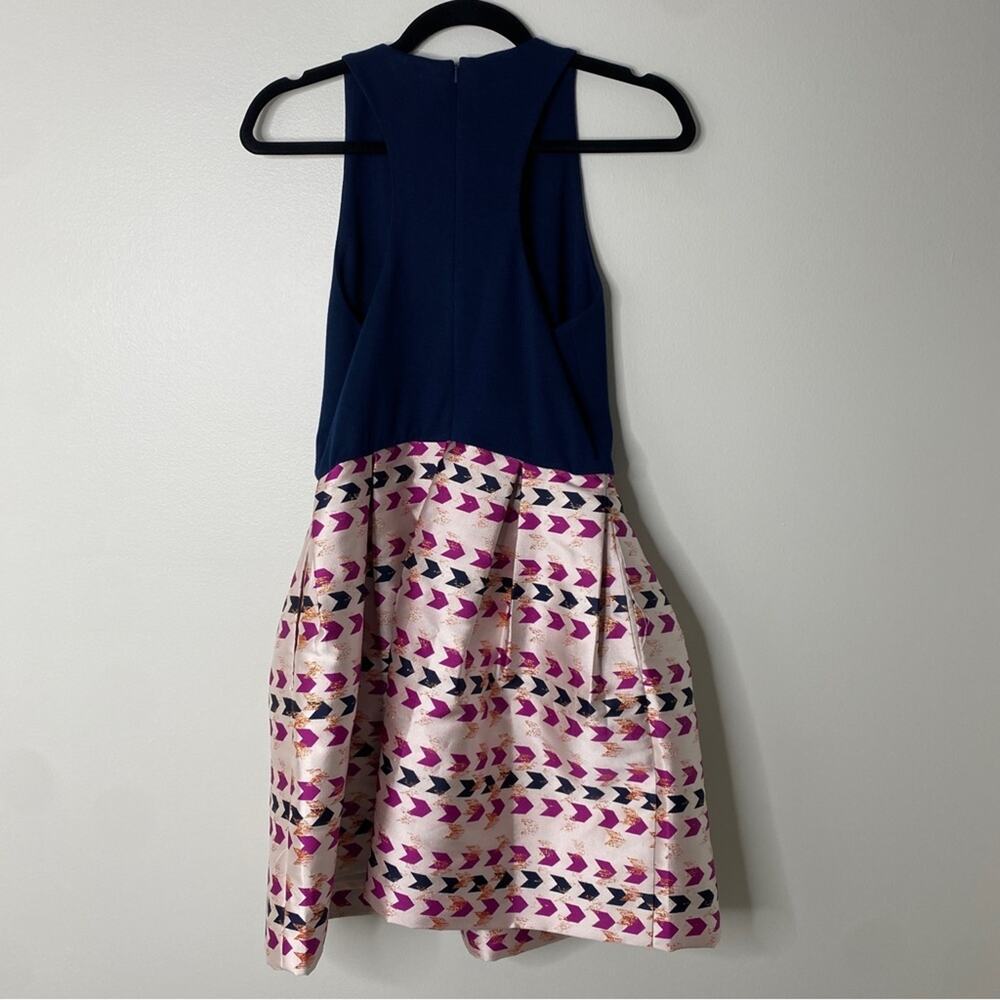 Anthropologie Hutch Blue Fit & Flare Metallic Arrowhead Short Mini Dress Size 8 - Picture 5 of 10